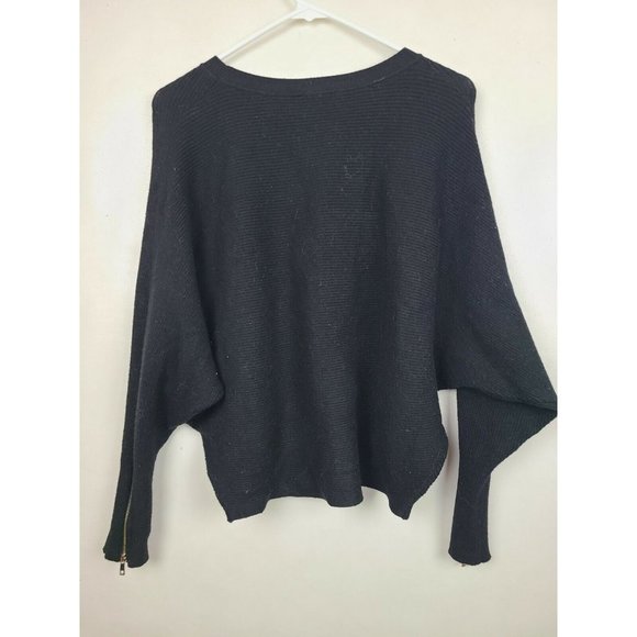 Carmen Marc Valvo Black Dolman Zipper Long Sleeve Pullover Womens Sweater Small - Picture 6 of 9